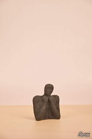 Expressionist ceramic Face - Thinking - Black