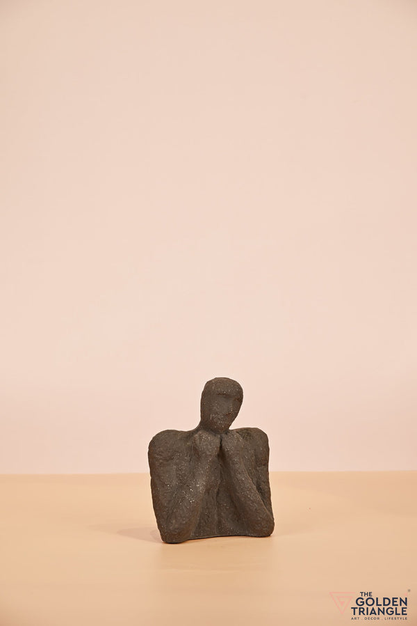 Expressionist ceramic Face - Thinking - Black