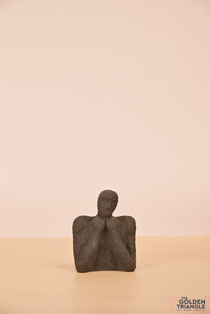 Expressionist ceramic Face - Thinking - Black