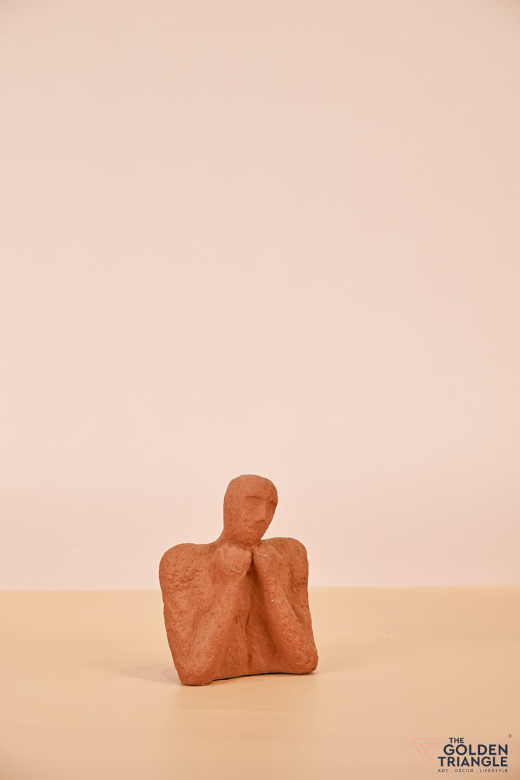 Expressionist ceramic Face - Thinking - Rust