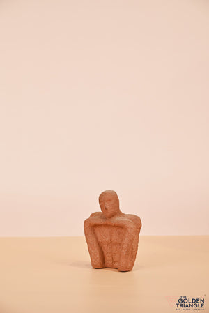 Expressionist ceramic Face - Waiting - Rust