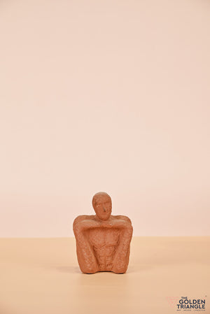 Expressionist ceramic Face - Waiting - Rust