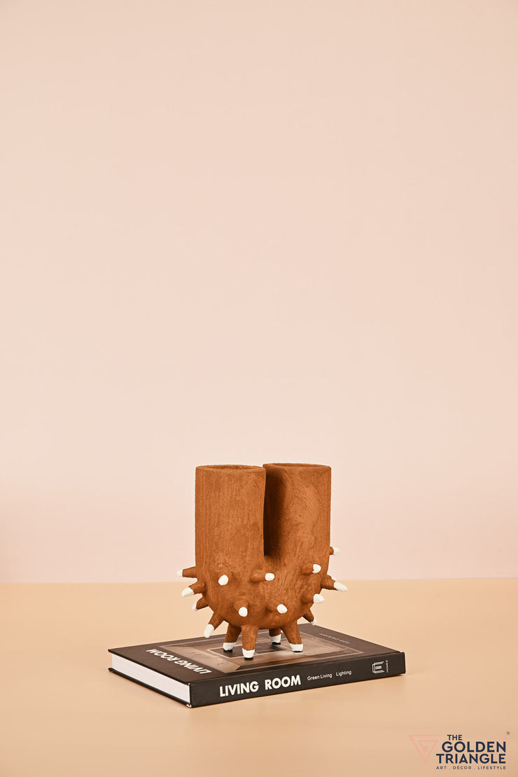 Spikelet Ceramic Vase - Brown