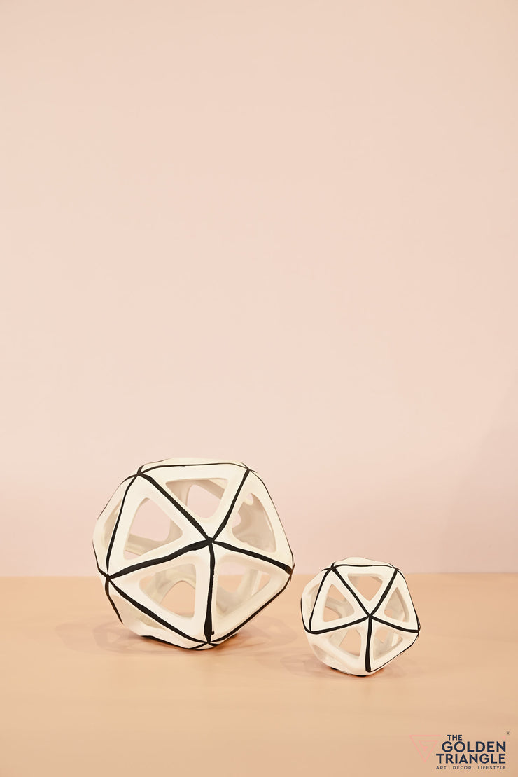Geometric Cutout Ceramic Sphere - White