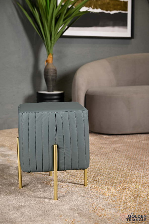 Phoenix Leatherette Pouffe - Livid