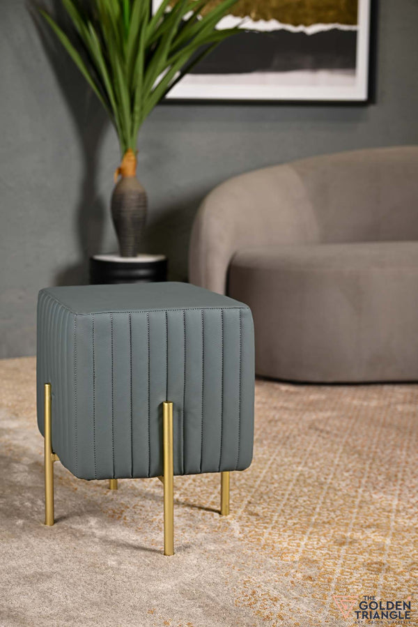 Phoenix Leatherette Pouffe - Livid