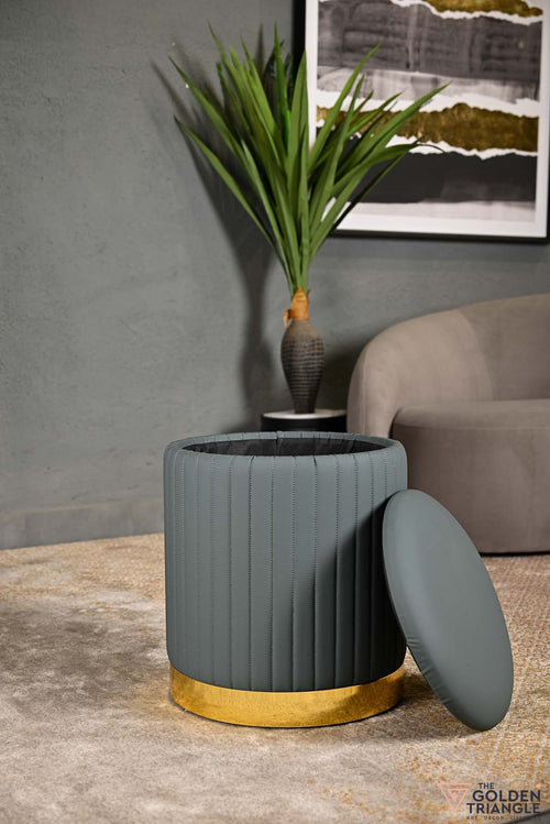 Yoshi Leatherette Storage Pouffe - livid