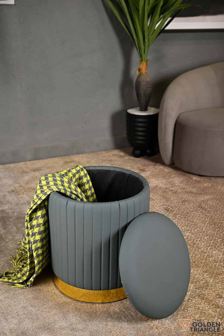 Yoshi Leatherette Storage Pouffe - Livid