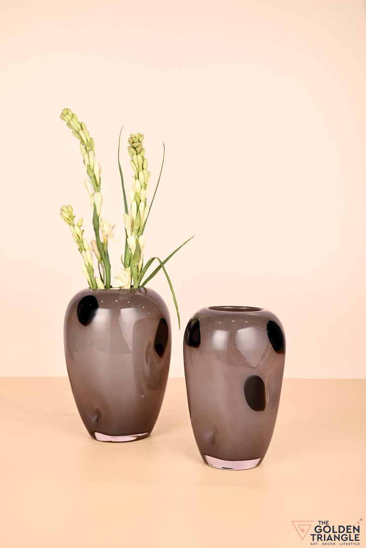 Spotlight Dimpled Polka Dot Glass Vase - Gray