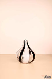 Stripe Swirl Glass Vase - Black & White