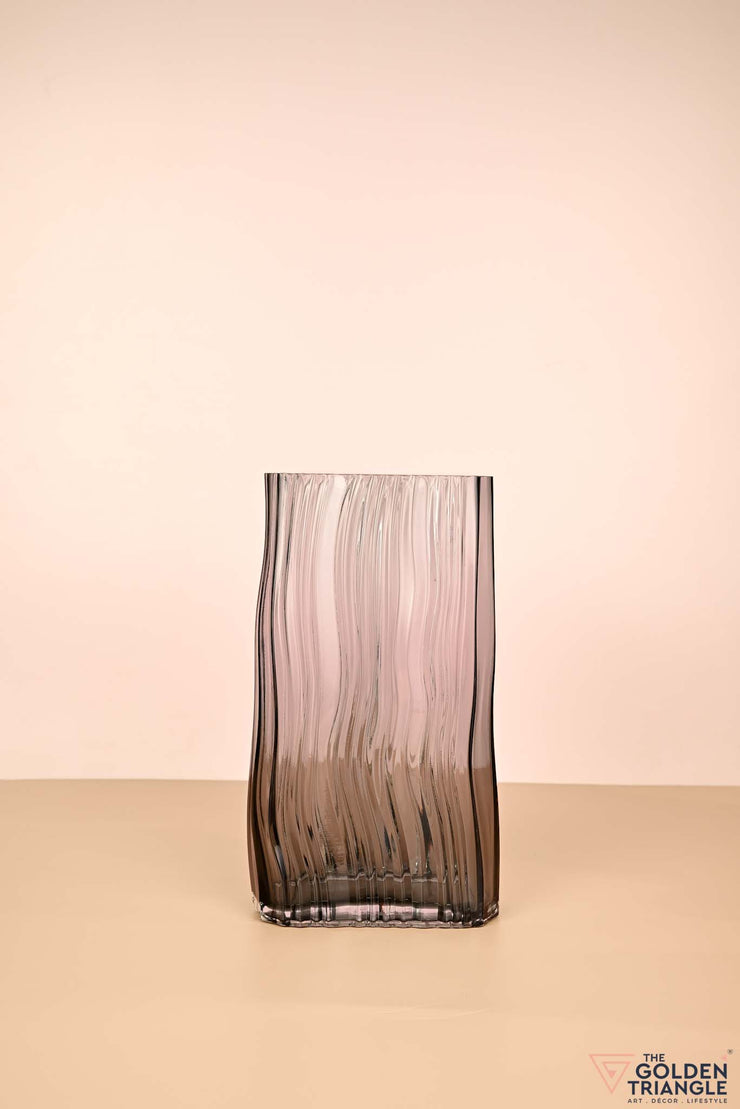 Fluted Flow Glass Vase - Smoke
