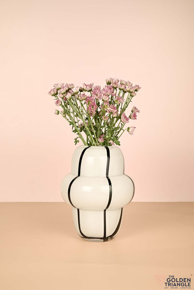 Stripey Treats Glass Vase - White