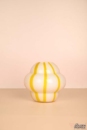 Stripey Treats Glass Vase - Yellow