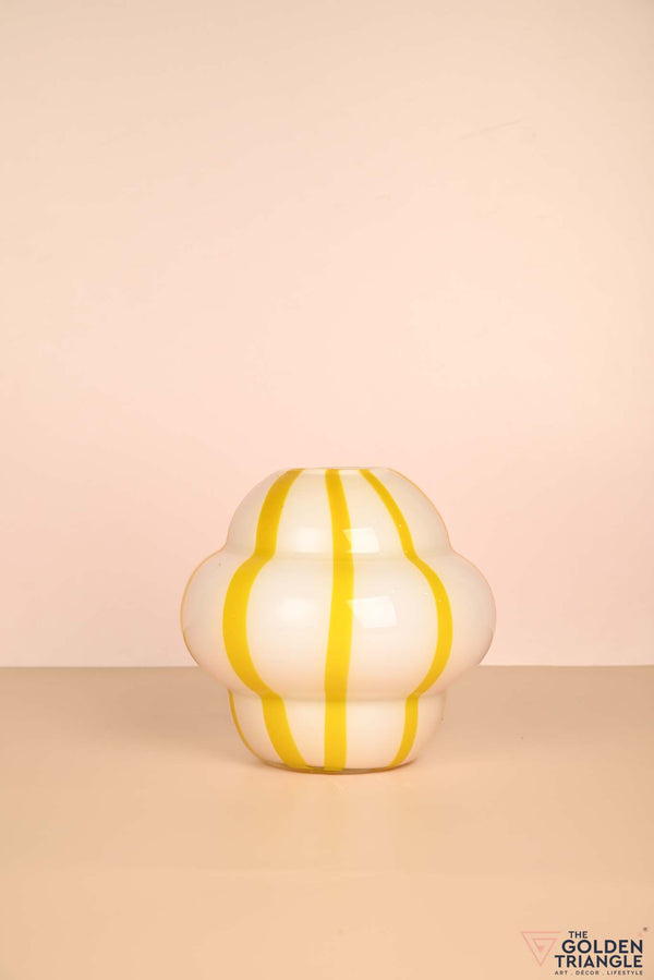 Stripey Treats Glass Vase - Yellow