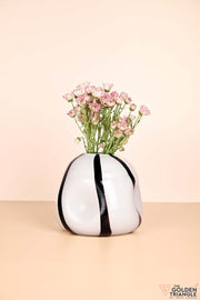 Stripey Treats Glass Vase - White - Short