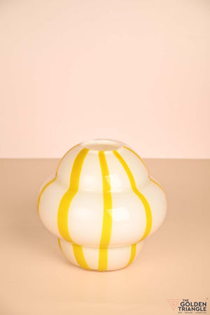 Stripey Treats Glass Vase - Yellow