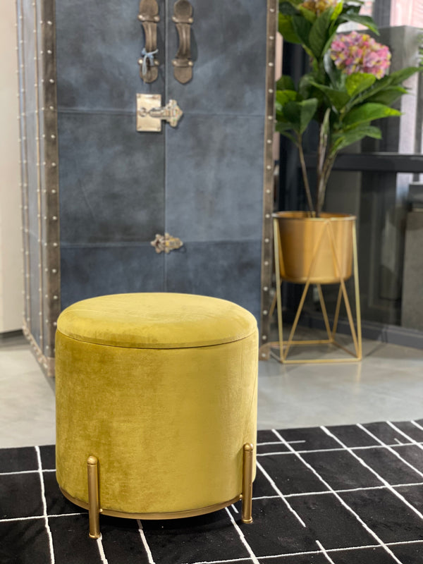 Sevim Plush Storage Pouffe Mustard
