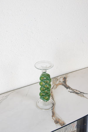 Solara Glass Candle Stand - Green