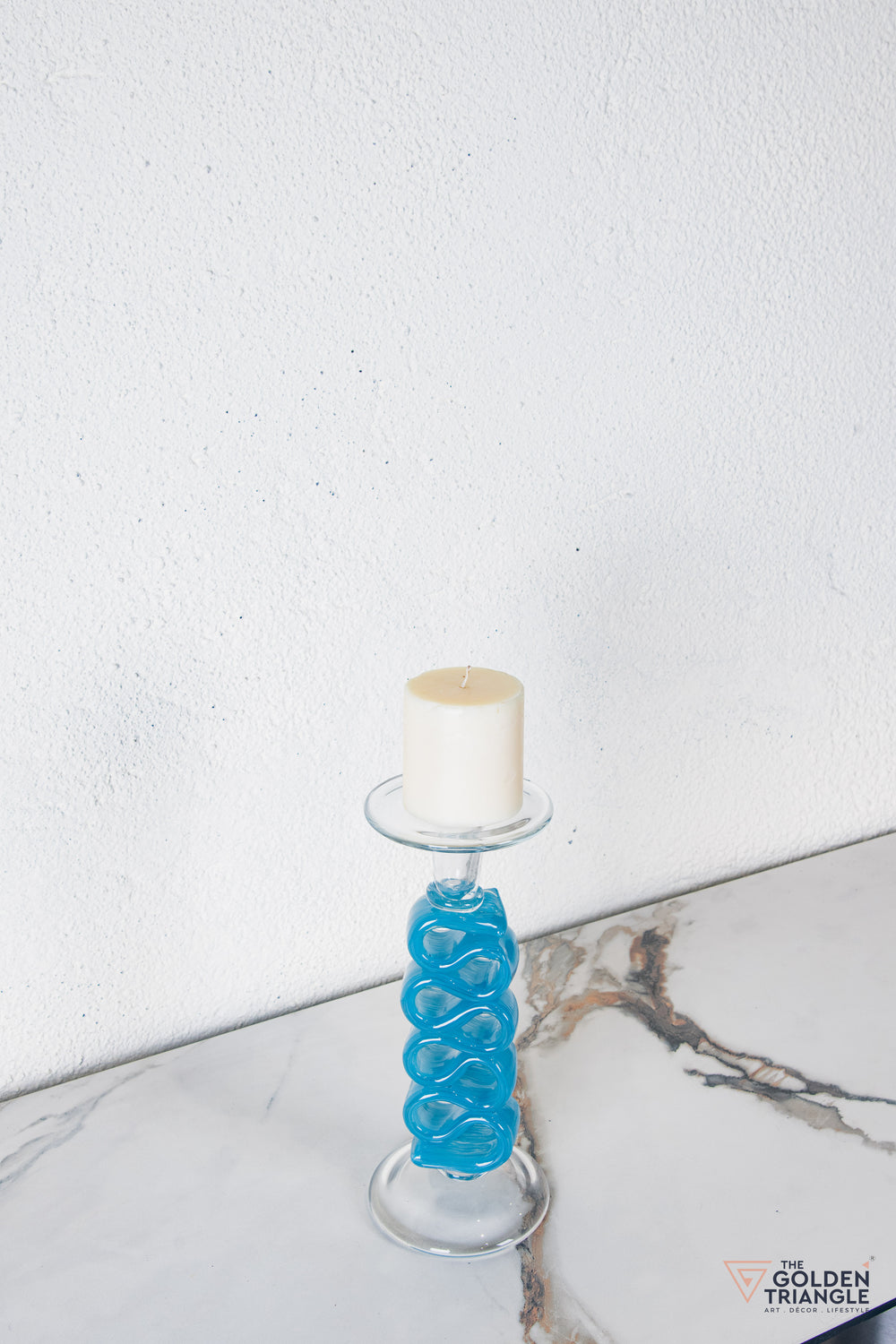 Solara Glass Candle Stand - Blue
