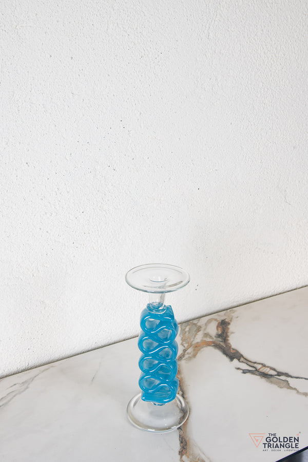 Solara Glass Candle Stand - Blue