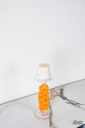 Solara Glass Candle Stand - Orange