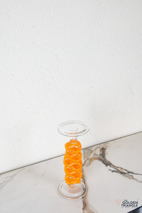 Solara Glass Candle Stand - Orange