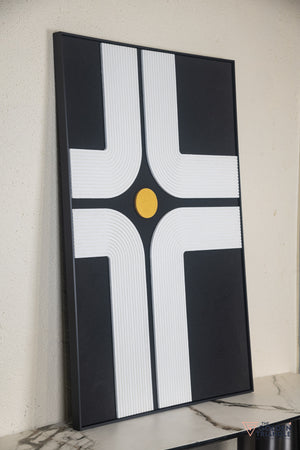 Textured Abstract 3D Wall Art Frame - Black