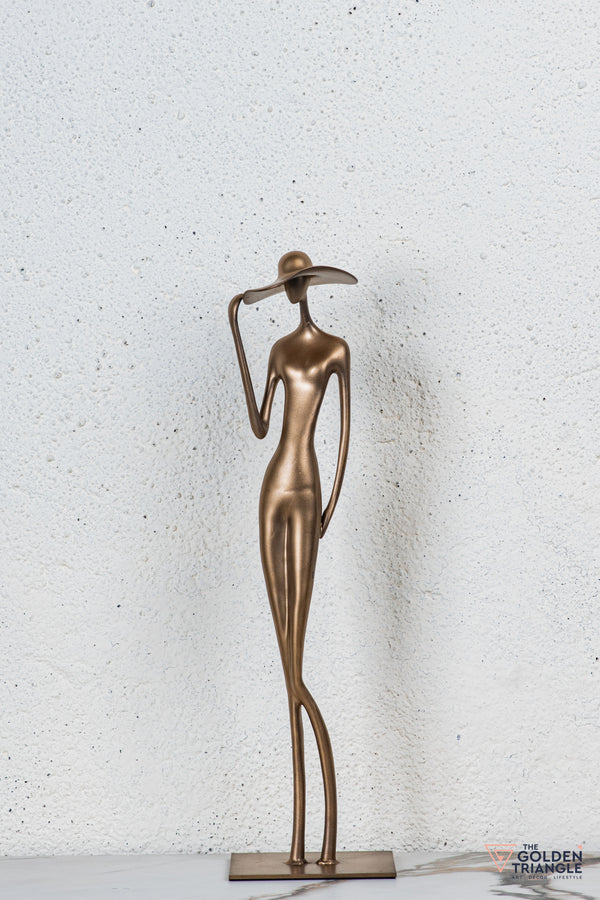 Kiki Lady With Hat Tabletop Decor  - Gold