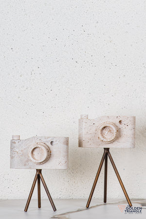 Axis Travertine Camera Tabletop Decor
