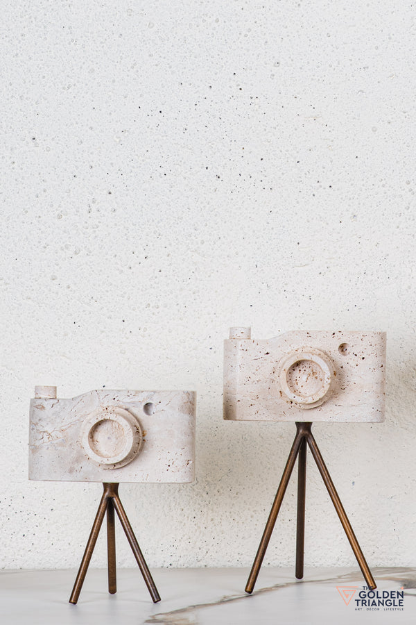 Axis Travertine Camera Tabletop Decor