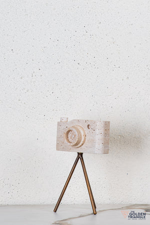 Axis Travertine Camera Tabletop Decor