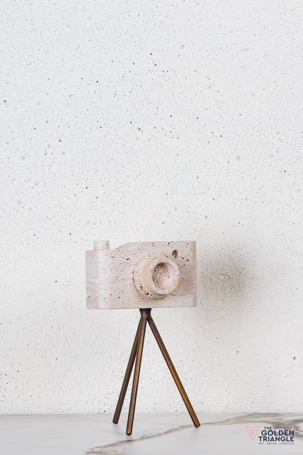 Axis Travertine Camera Tabletop Decor