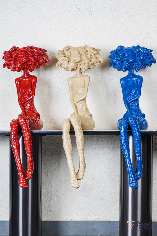 Trixie Sitting Girl Sculpture - Beige