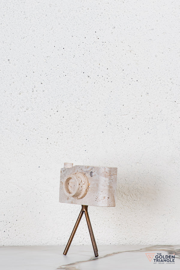 Axis Travertine Camera Tabletop Decor