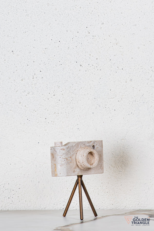 Axis Travertine Camera Tabletop Decor