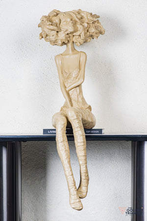 Trixie Sitting Girl Sculpture - Beige