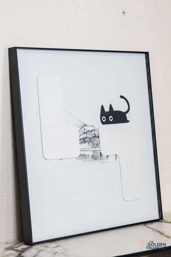 Cat Abstract 3D Wall Art Frame - D