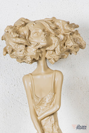 Trixie Sitting Girl Sculpture - Beige