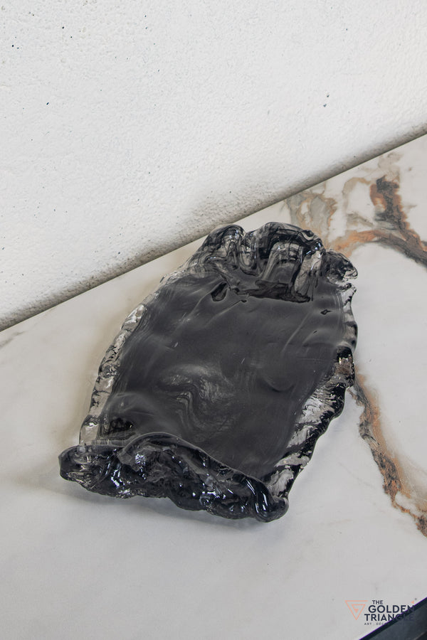 Luna Glass Platter - Black