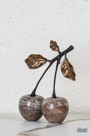 Frutto Travertine Cherry TableTop Decor - Brown