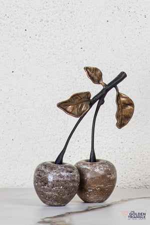 Frutto Travertine Cherry TableTop Decor - Brown
