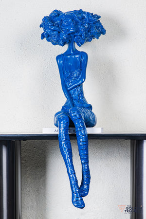 Trixie Sitting Girl Sculpture - Blue
