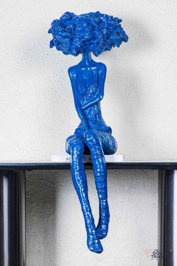 Trixie Sitting Girl Sculpture - Blue