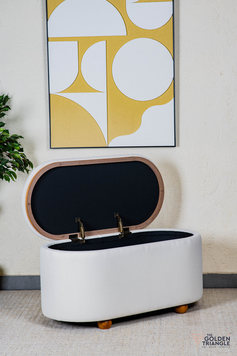 Astral Fabric Storage Bench - White