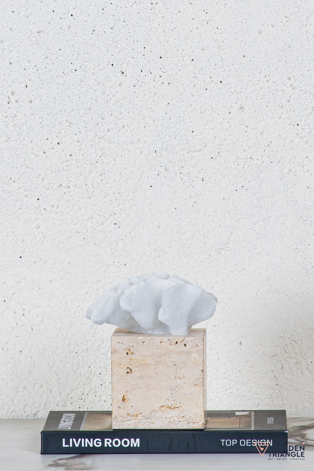 Yuki Coral Travertine TableTop Decor - White