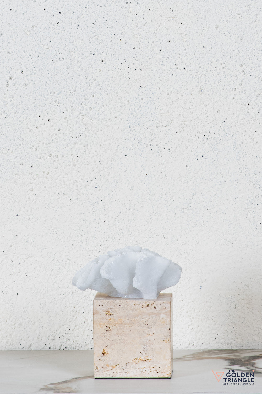 Yuki Coral Travertine TableTop Decor - White