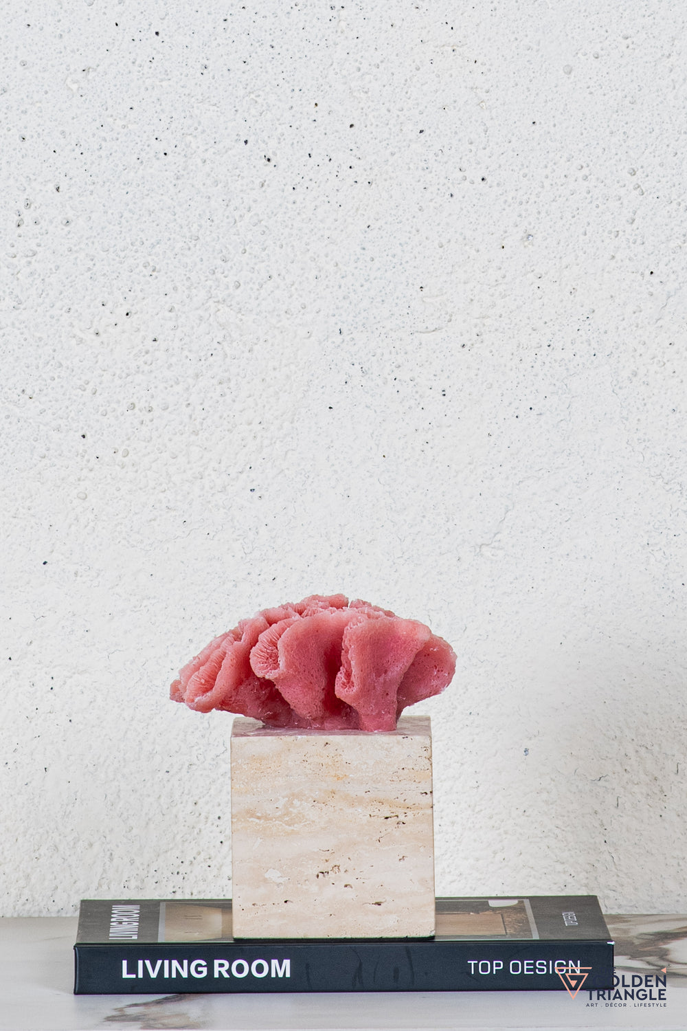 Yuki Coral Travertine TableTop Decor - Pink