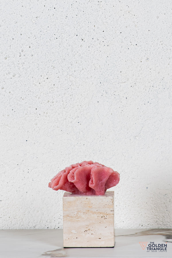 Yuki Coral Travertine TableTop Decor - Pink