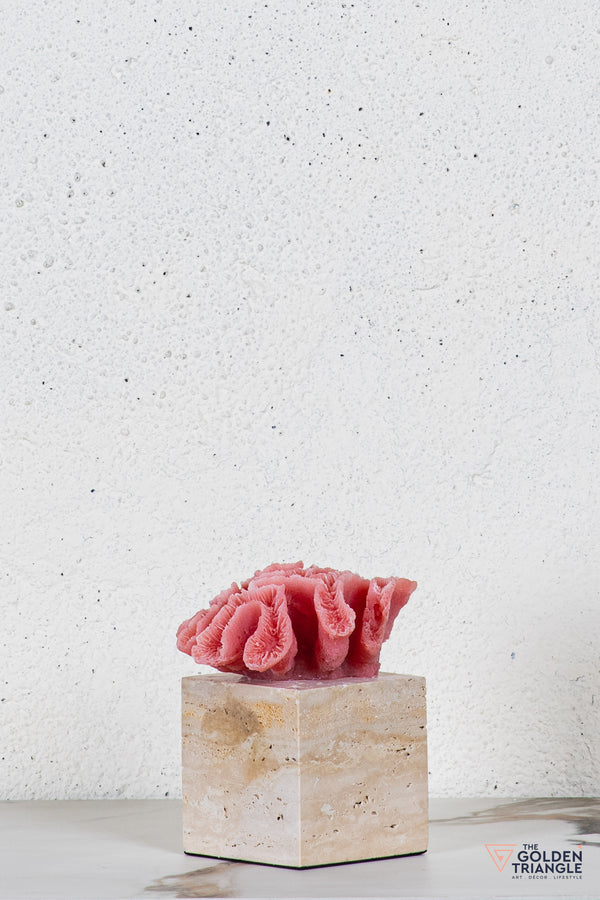 Yuki Coral Travertine TableTop Decor - Pink