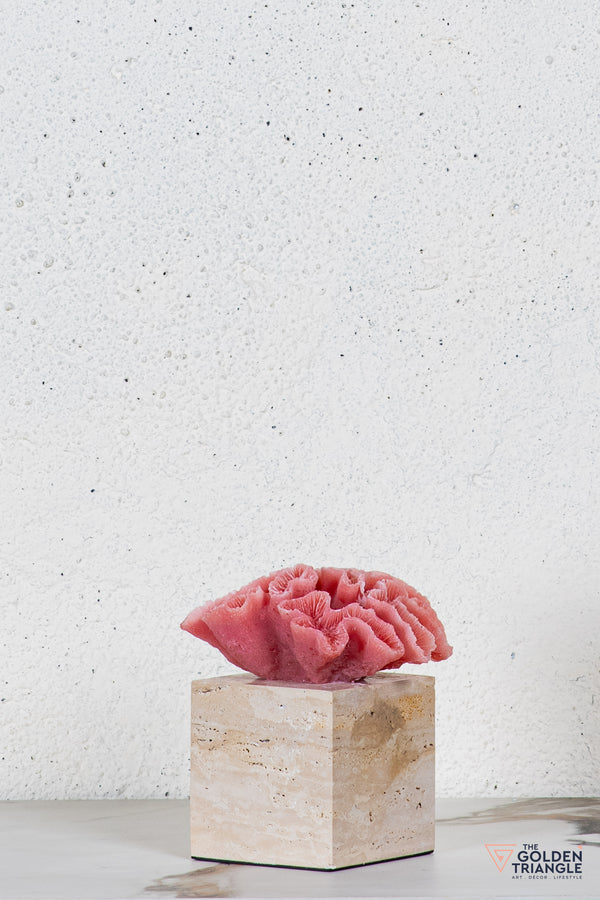 Yuki Coral Travertine TableTop Decor - Pink